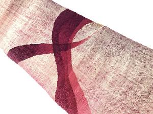 アンティーク　手織り真綿紬抽象模様織出し名古屋帯